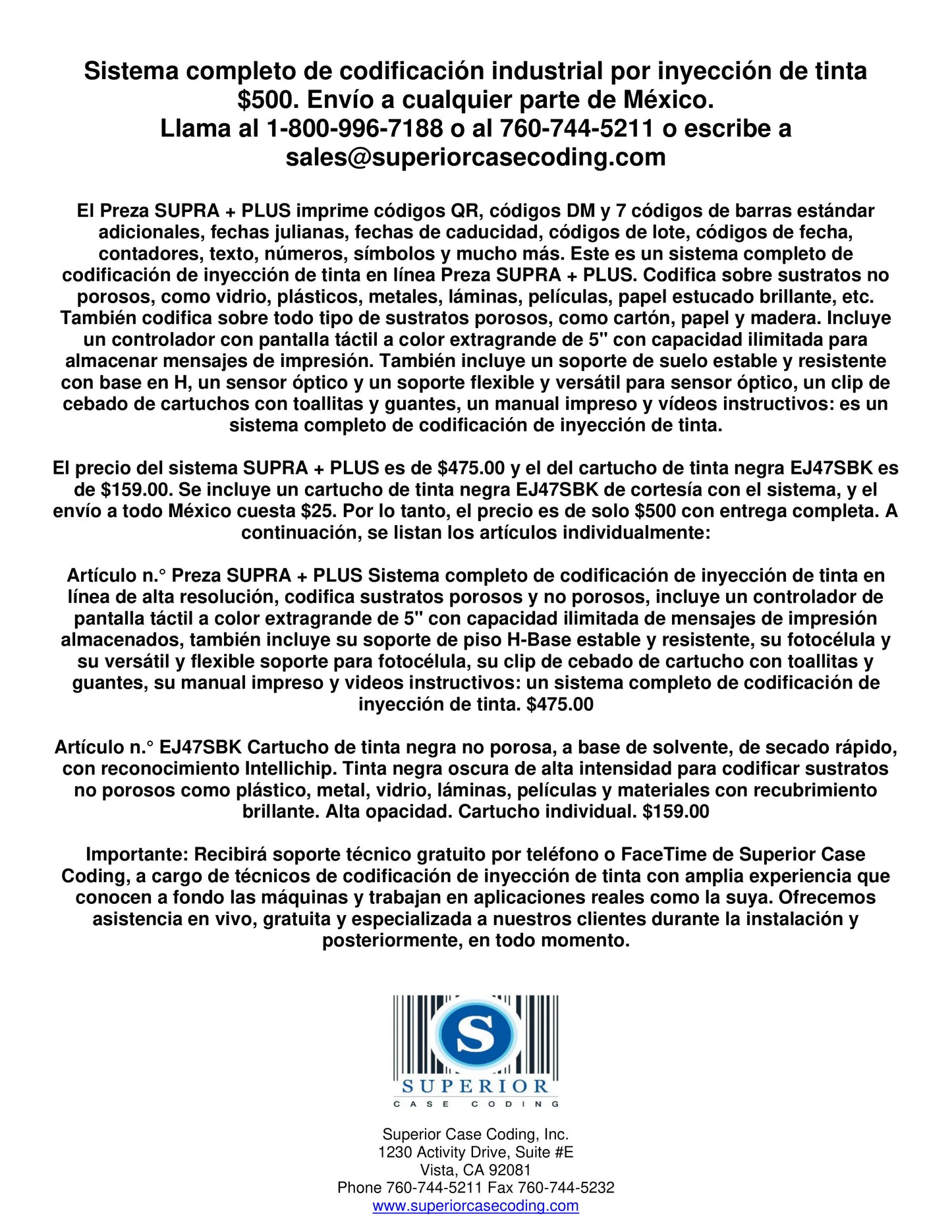 Preza Codificadora Inkjet